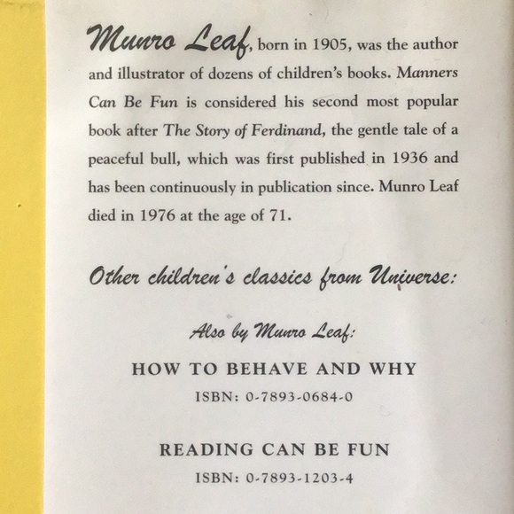 🌟DONATED🌟Classic Book😃Manners Can Be Fun by Munro Leaf - Picture 5 of 9